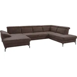 Wohnlandschaft SIT & MORE "Scorpio U-Form", braun, B:353cm H:85cm T:236cm, Sofas, inklusive Sitztiefenverstellung, mit Kopf- und Armteilverstellung
