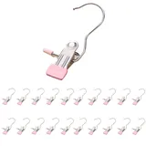 KuqitsBai Wäsche Haken aus Edelstahl 10/20 Stück, Multifunktional Klammerhaken Kleidung, Kleiderbügel Clip für Kleid Schuhe Tuch Socken (20, Rosa)