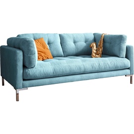 Trends by HG "LANDAU" Sofas Gr. B/H/T: 183 cm x 75 cm x 92 cm, Cord, blau (mittelblau) 2-Sitzer Sofas