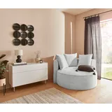 LeGer Home by Lena Gercke XXL-Sessel Isalie Samt 153 x 98 x 145 cm Grau mit Hocker