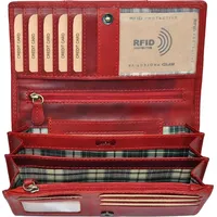 Benthill Portemonnaie Damen Leder - Hochwertige weiche Vintage EchtLeder Damen Geldbörse mit RFID Schutz - Grosse Damenbörse lang - Frauen Portmo... - Rot