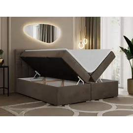 MKS Meble Boxspringbett 180x200 mit Bettkasten, Bett 180x200 mit Matratze und Topper - SUSAN - 180x200 - Braun - Velvet - H4 - Braun