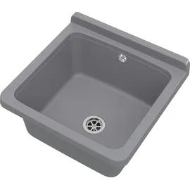 GRANITAN - Spüle Orta - Waschbecken Wandmontage für Innen- und Außenaufstellung - 40x38x22,8 cm - Chemikalienbeständig - Ideal für Werkstatt und Garten - Grau