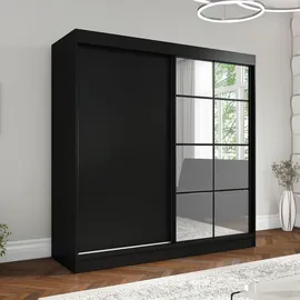 a&j möbelland Schwebetürenschrank TAVIRO 200 x 215 x 60 cm Schwarz