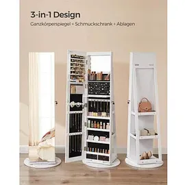 Songmics Schmuckschrank Berit 360 Grad Drehbar Weiß