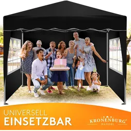 Kronenburg Handel Kronenburg Faltpavillon 3 x 3 m inkl. 4 Seitenteile Schwarz