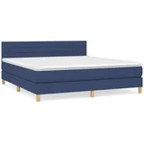 vidaXL Boxspringbett mit Matratze Blau 160x200 cm Stoff
