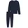 SCHIESSER Herren Schlafanzug, lang - Casual Essentials, Single Jersey, Baumwolle, V-Ausschnitt Dunkelblau (Burgund) XL