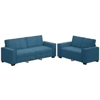 VidaXL 2-tlg. Sofagarnitur mit Kissen Blau Samt