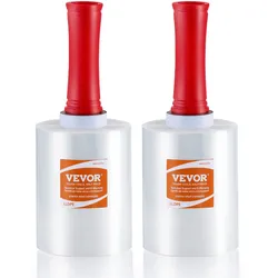 VEVOR Stretchfolie, 127 mm x 305 m, 2er-Pack, 80 Gauge Industriestärke, transparente, Palettenfolie, strapazierfähige Schrumpffolie mit Griffen zum Verpacken von Paletten, Versand und Umzügen
