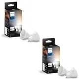 Philips Hue Erweiterungspaket – GU10 – mit 4 Spots – Warm- bis Kaltweißes Licht – Hue White Ambiance