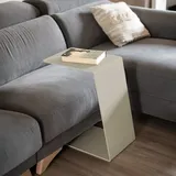 MILUKA Beistelltisch Beige | Couchtisch, Wohnzimmertisch oder Sofatisch | Laptoptisch für Couch, Sofatablett, betttisch, Beistelltisch Sofa | C Form Aus ochwertigem Metall (Beige)