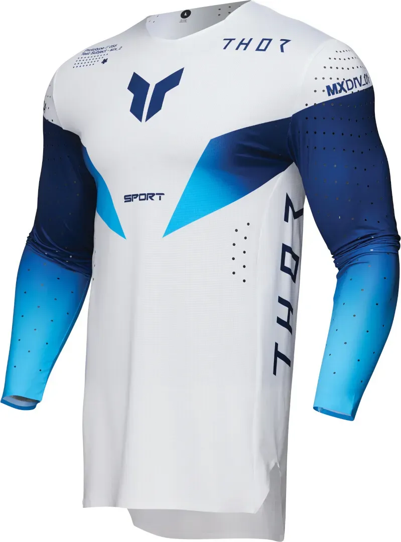 Thor Sportmode Strike Motorcross trui, wit-blauw, L Voorman