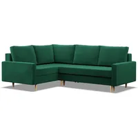 Mebligo - Ecksofa mit Schlaffunktion und Bettkasten Blank, Eckcouch mit Ottomane Links, Sofa L Form 223 x 172 x 88 cm, Couch Wohnzimmer, Ecke Sofa Wohnlandschaft, Schlafsofa - Dunkelgrün