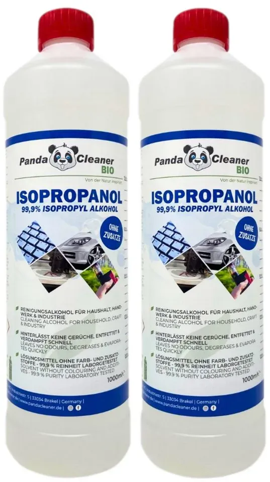 Preisvergleich Produktbild PandaCleaner Isopropanol - Isopropylalkohol - Für Haushalt, Handwerk & Industrie Reinigungsalkohol (Spar-Set, [2-St. 1000ml Flasche Rückstandslose Reinigung) weiß