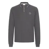 !Solid Langarm-Poloshirt SOLID "Langarm-Poloshirt SDHangor", Herren, Gr. L, grau (med grau m), Obermaterial: 60% Baumwolle CO. 40% Polyester PES., Shirts
