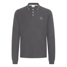 !Solid Langarm-Poloshirt SOLID "Langarm-Poloshirt SDHangor", Herren, Gr. L, grau (med grau m), Obermaterial: 60% Baumwolle CO. 40% Polyester PES., Shirts