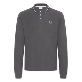 !Solid Langarm-Poloshirt SOLID "Langarm-Poloshirt SDHangor", Herren, Gr. L, grau (med grau m), Obermaterial: 60% Baumwolle CO. 40% Polyester PES., Shirts