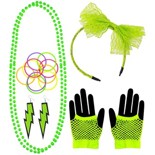 W WIDMANN MILANO Party Fashion - Verkleidungsset 80er Jahre Outfit, Neon, Disco Fever, 80s, Karneval