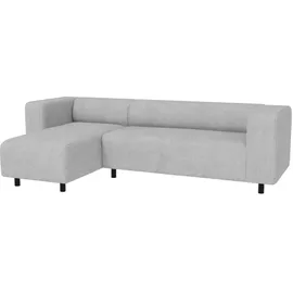 s-style möbel - Modernes Ecksofa mit Ottomane aus Hellgrau Cord-Stoff mit bequemem Sitz - Ottomane links - Grau