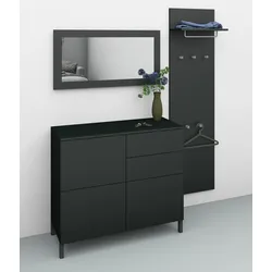 Garderoben-Set BORCHARDT MÖBEL "Haama", schwarz (schwarz matt), Kastenmöbel-Sets