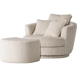 LEONIQUE »MAISIE, Love Seat XXL Lese-Sessel, Big-Sessel mit Hocker,«, (2 St.), Set in MEGA CORD und Web-Velours, drehbar 360 Grad