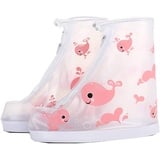 ACMEDE Regenüberschuhe Wasserdicht Überschuhe Wiederverwendbar rutschfester Schuhüberzieher,Optimal vor Regen,Schnee und Matsch geschützt für Unisex-Kinder (XXL, Rosa Wal) - XXL