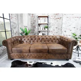 Riess-Ambiente 3er Sofa Chesterfield - 205cm antik braun mit Knopfheftung und Federkern