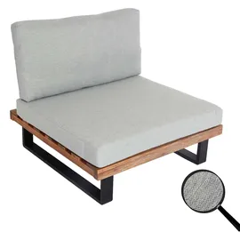 Mendler Lounge-Sessel HWC-H54, Garten-Sessel, Spun Poly Akazie Holz FSC®-zertifiziert Aluminium ~ hellbraun, Polster hellgrau