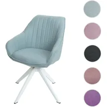 Mendler Einzelst�ck | Esszimmerstuhl HWC-K27, Küchenstuhl Stuhl mit Armlehne, drehbar Stoff/Textil ~ mint-grün