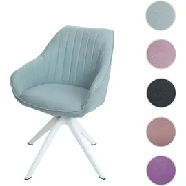 Mendler Einzelst�ck | Esszimmerstuhl HWC-K27, Küchenstuhl Stuhl mit Armlehne, drehbar Stoff/Textil ~ mint-grün