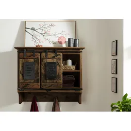 Massivmoebel24 Wandgarderobe Railway 90 x 30 x 75 cm Braun