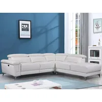 Relaxsofa Ecksofa Leder elektrisch - Ecke Rechts - Elfenbein - PASCALINE