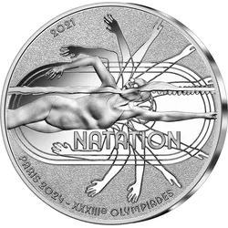 Paris 2024: Frankreichs offizielle Silber-Euromünze "Schwimmen"
