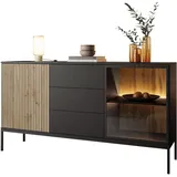 lookway Eclipse 154 x 83 x 39 cm Schwarz / Eiche Wotan