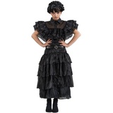 Metamorph Vampir-Kostüm Wednesday Schwarzes Ballkleid für Mädchen 158-164