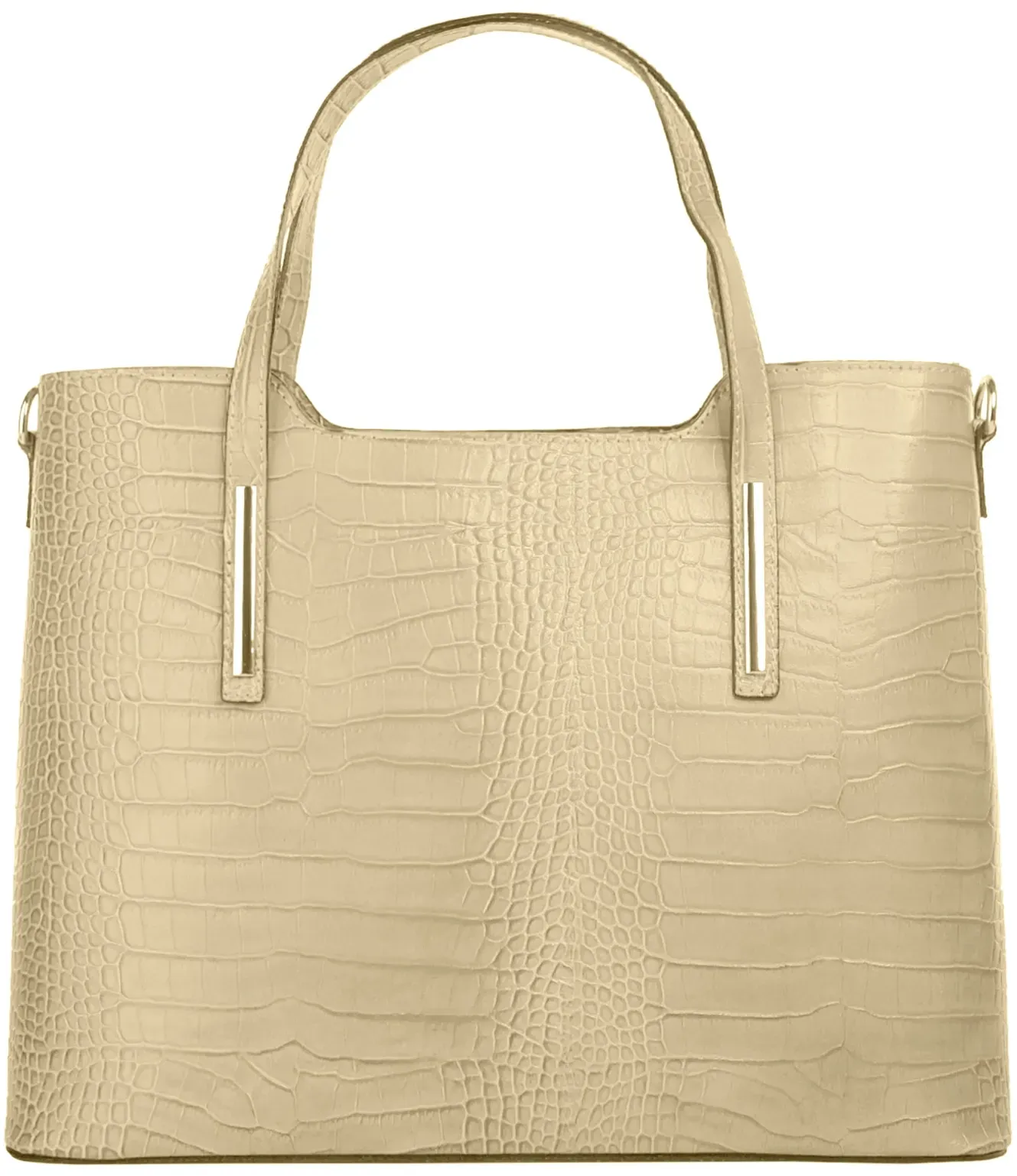 Henkeltasche CLUTY, Damen, Gr. B/H/T: 37cm x 29cm x 16cm onesize, beige, Leder, Reptilienprägung, Taschen, echt Leder, Made in Italy