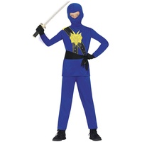 Fiestas GUiRCA Blauer Ninja Kostüm Kinder Jungen – Japanischer Krieger Faschings Kostüm inkl. Ninja Maske Kinder – Ninja Anzug Kinder Karneval 3-4 Jahre