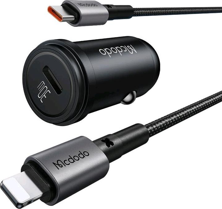 Mcdodo CC-7492 car charger, USB-C, 30W USB-C to Lightning cable (black), Auto Adapter, Schwarz