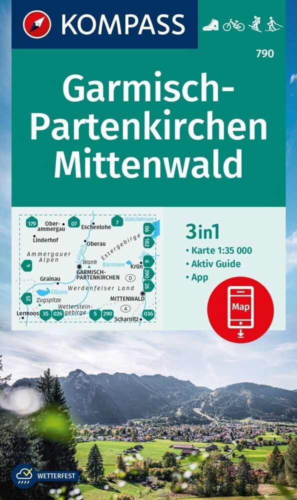 Kompass Wanderkarte 790 Garmisch-Partenkirchen  Mittenwald 1:35.000  Karte (im Sinne von Landkarte)