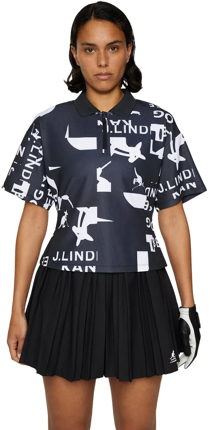 J. LINDEBERG Polo Amila Print, schwarz/weiß