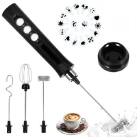 SUNJULY Elektrische Milchaufschäumer, Handheld Milchschäumer Stab, 3-Gang USB Wiederaufladbarer Aufschäumer Stab, Elektrischer Schneebesen ür Kaffee/Latte/Cappuccino//Matcha/Eier Schlagen (Schwarz)