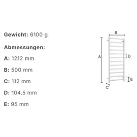 Smedbo Handtuchheizkörper 1212 x 500 mm 120 W weiß/türkis