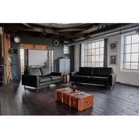 KAWOLA Couch Lederfaserstoff 2-Sitzer Schwarz