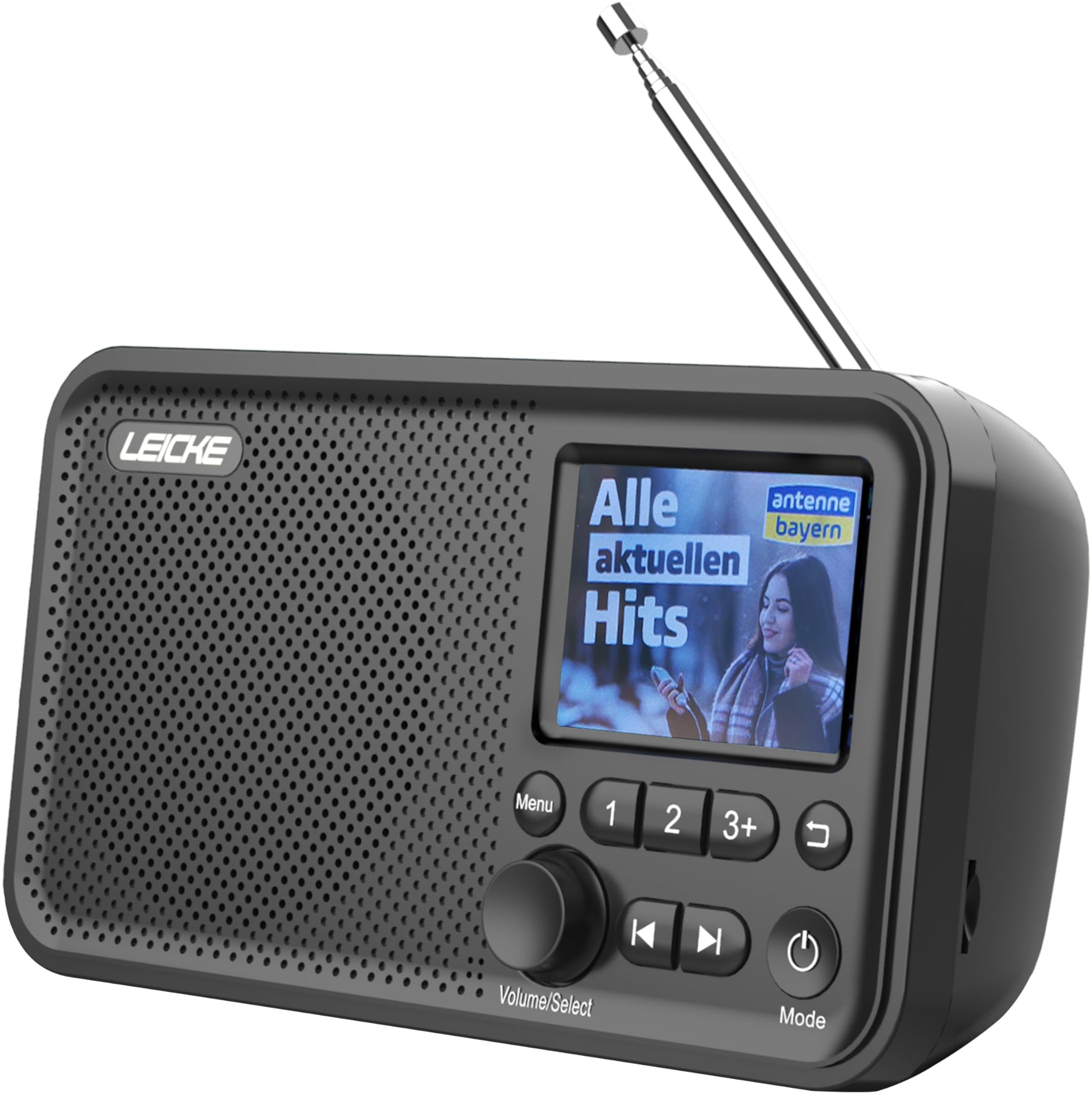 LEICKE tragbares DAB+ Radio mit Bluetooth 5.0 | DAB/DAB+ und UKW Radio, 2,4" Farbdisplay, 80 Voreinstellungen, Küchenradio mit Kabel oder 2000mAh Akkubetrieb, MicroSD/TF/AUX Anschluss, Alarmfunktionen