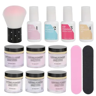 Dip Powder Nail Starter Kit, Nail Dip Powder Set, Nail Dip Powder System Starter Kit Nail Art Powder Top Base Coat Gel Staubpinsel Maniküre Werkzeug Set für Nagelstudio Home DIY,
