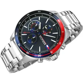 Tommy Hilfiger Bank 1791718 Herrenuhr - Silber/Blau