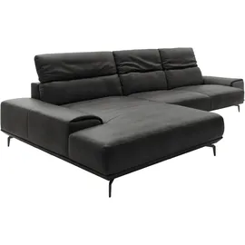Musterring Wohnlandschaft MUSTERRING "MR 2490 Ecksofa mit erstklassigem Sitzkomfort, Long-Life-Leder", schwarz (anthrazit, s), B:342cm T:207cm, Sofas, Wohnlandschaft, Fuß schwarz, Sitzhöhe 48cm, wahlweise mit Funktionen, Maße 342x207 cm