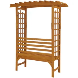 Mendler Rosenbogen mit Sitzbank HWC-Q21, Gartenbogen Rankhilfe Bank Gartenbank Holz FSC®-zertifiziert 201x160x60cm ~ natur