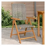 vidaXL Gartenstühle 2 Stk. Grau Massivholz Akazie und Poly Rattan